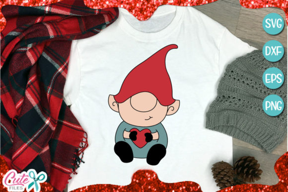 Baby Gnome with Heart: A Charming T-Shirt Design for Graphics