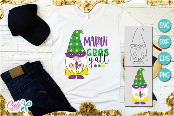 Mardi Gras Y all Gnome: A Festive Graphic for T-Shirt Designs