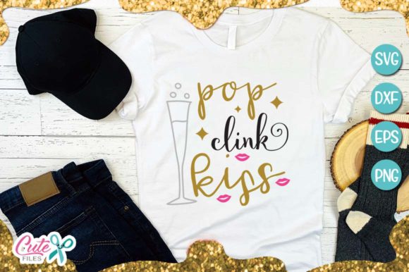 Pop Clink Kiss New Year: A Festive Graphics Choice for T-Shirt Designs