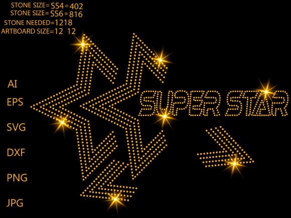 Retro Super Star Rhinestone for T-Shirt Designs & Graphics