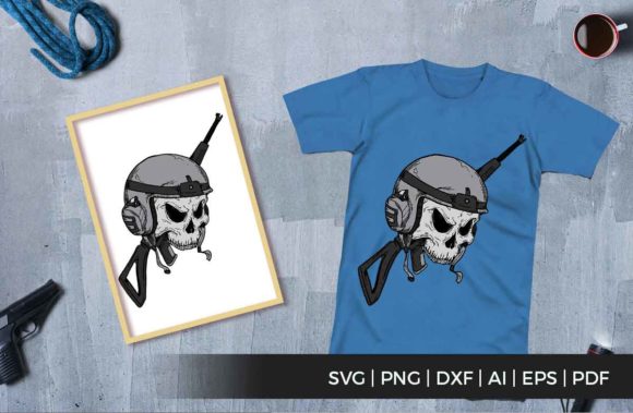 Skull and Gun: A Bold Addition to T-Shirt Designs