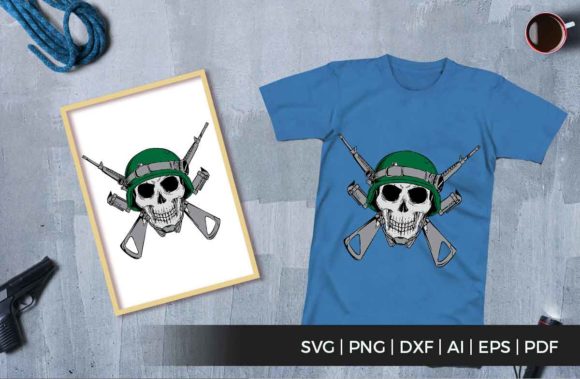 Skull Military Graphics: A Bold T-Shirt Design for Local Brands